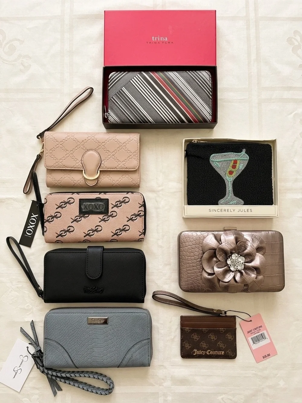 Assorted Women’s Wristlet Wallets - Pink, Black, Gray, Rose Gold